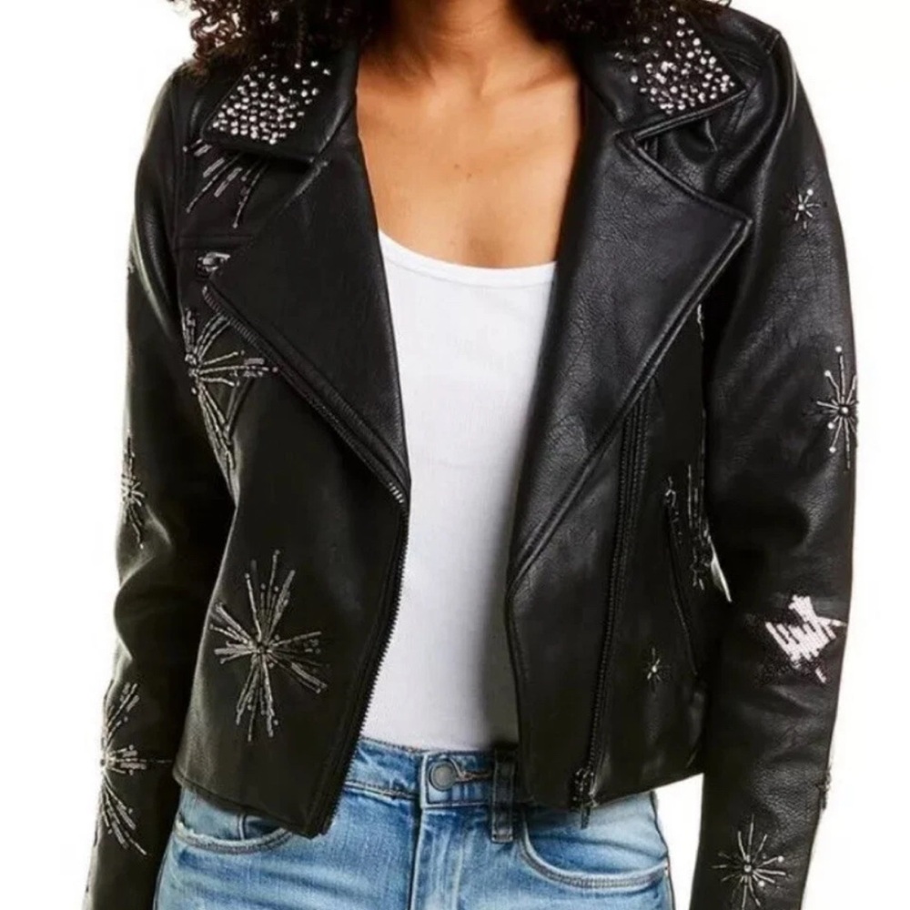 Blank nyc Embellished faux Leather jacket